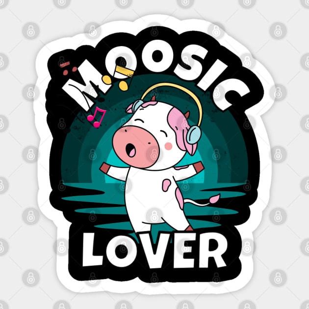 Singing Cow Sunset - Moosic Lover Sticker by RockReflections